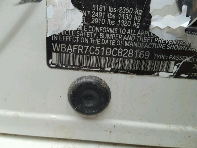 WBAFR7C51DC828169 - 2013 BMW 535 WHITE photo 10