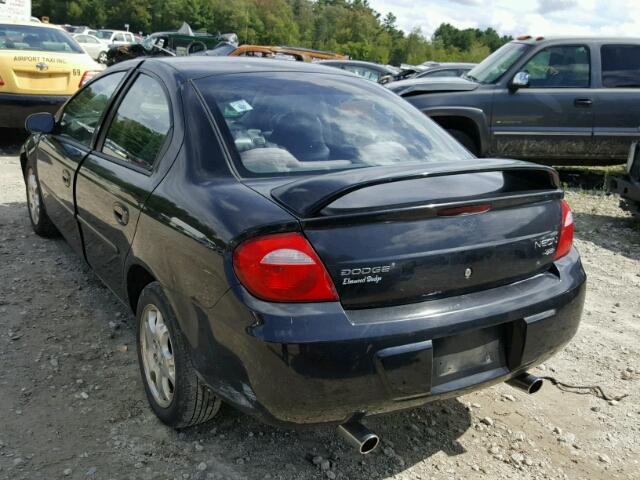 1B3ES56C24D548581 - 2004 DODGE NEON BLACK photo 3