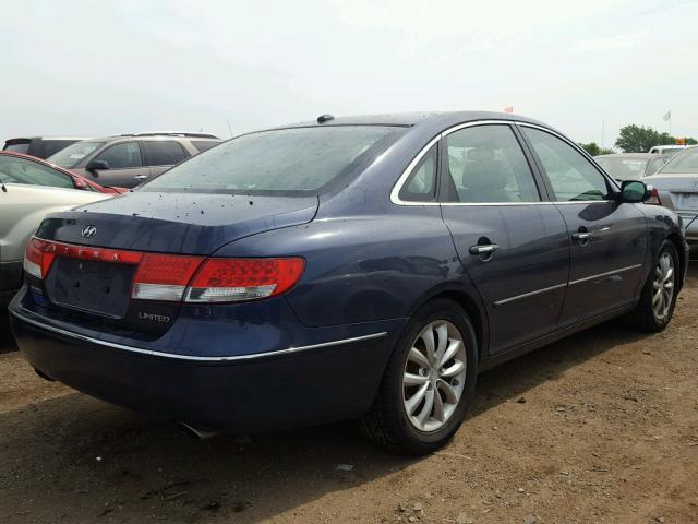 KMHFC46F38A273939 - 2008 HYUNDAI AZERA SE BLUE photo 4