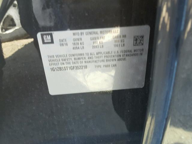 1G1ZB5ST1GF352218 - 2016 CHEVROLET MALIBU LS შავი ფოტო 10