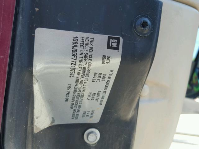 1G8AJ55F77Z107574 - 2007 SATURN ION LEVEL RED photo 10