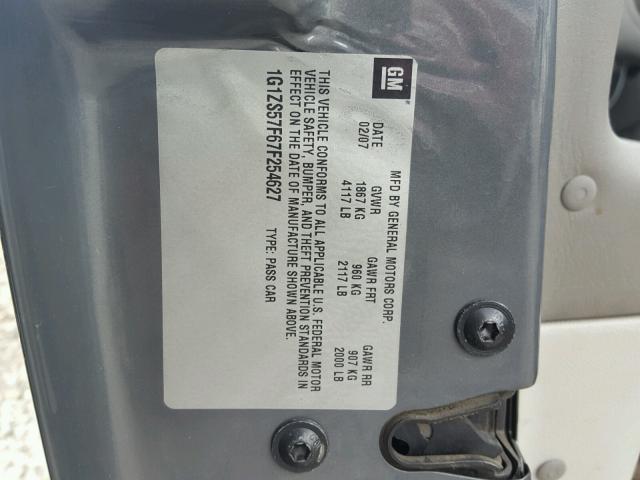 1G1ZS57F67F254627 - 2007 CHEVROLET MALIBU LS 灰色 照片 10