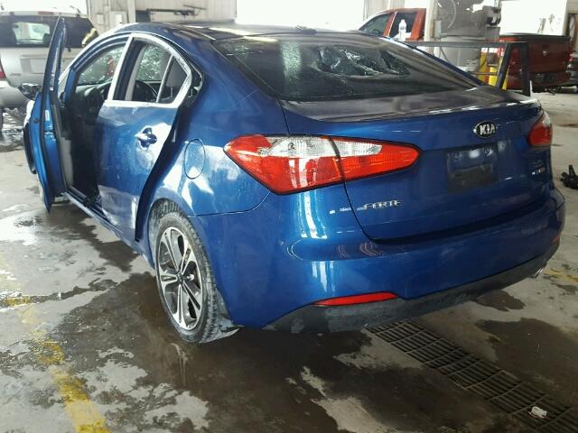 KNAFX4A85E5155524 - 2014 KIA FORTE EX BLUE photo 3