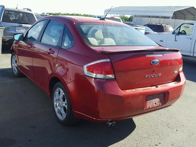 1FAHP36N39W179332 - 2009 FORD FOCUS SES BURGUNDY photo 3