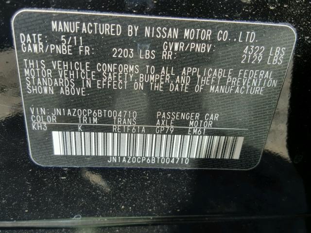 JN1AZ0CP6BT004710 - 2011 NISSAN LEAF SV BLACK photo 10