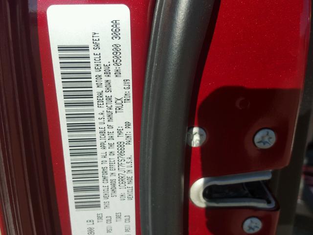 1C6RR7JT7FS706689 - 2015 RAM 1500 LARAM RED photo 10