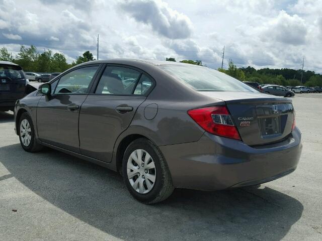 2HGFB2F54CH560284 - 2012 HONDA CIVIC LX GRAY photo 3