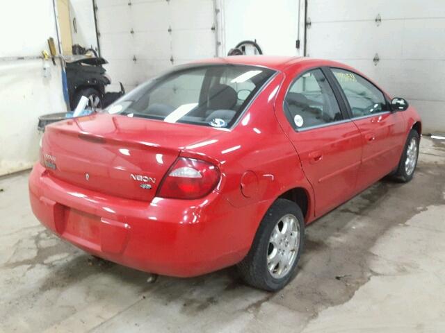 1B3ES56C45D211928 - 2005 DODGE NEON SXT RED photo 4