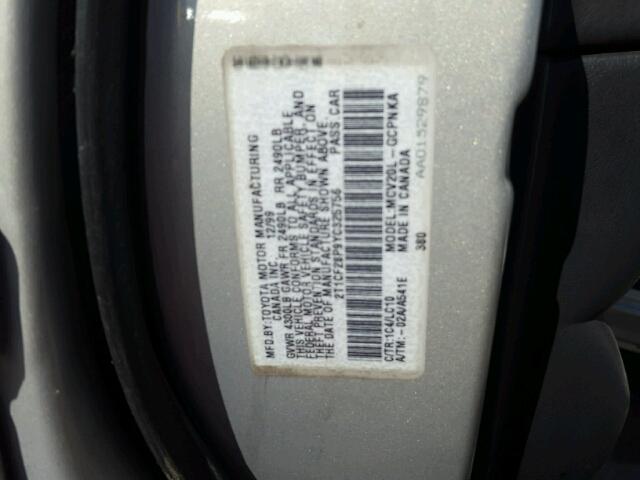 2T1CF28P9YC325756 - 2000 TOYOTA CAMRY SOLA SILVER photo 10