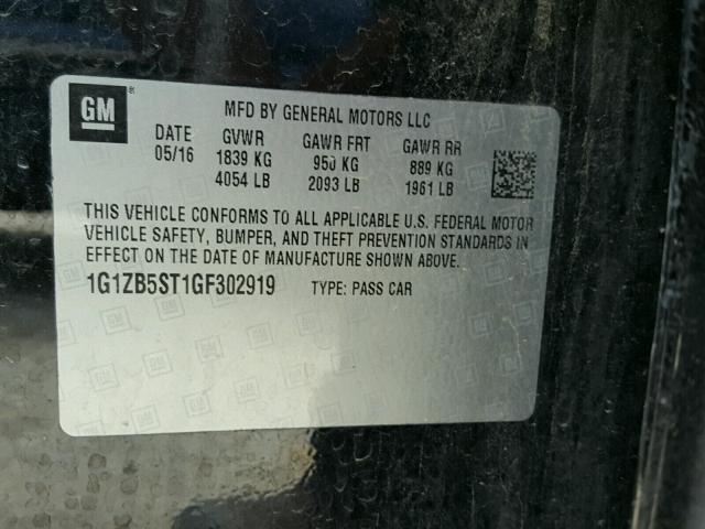 1G1ZB5ST1GF302919 - 2016 CHEVROLET MALIBU LS Qara foto 10