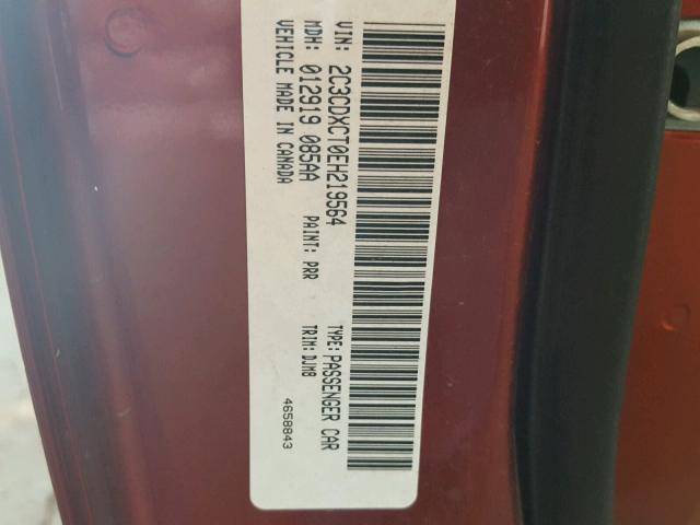 2C3CDXCT0EH219564 - 2014 DODGE CHARGER R/ RED photo 10
