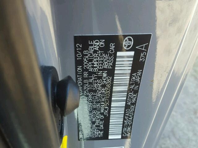 JTKJF5C71D3058382 - 2013 TOYOTA SCION TC 灰色 照片 10