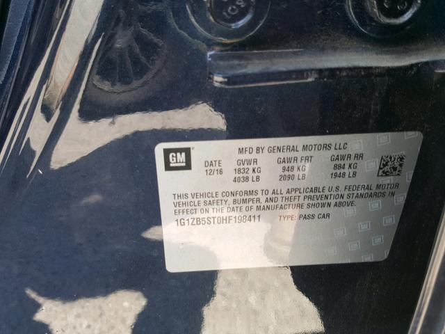 1G1ZB5ST0HF198411 - 2017 CHEVROLET MALIBU LS BLUE photo 10