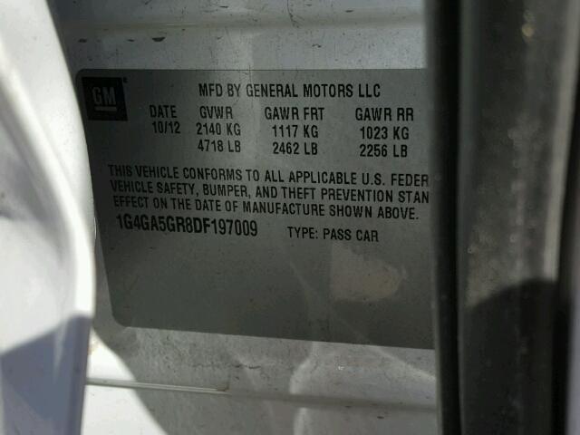 1G4GA5GR8DF197009 - 2013 BUICK LACROSSE WHITE photo 10