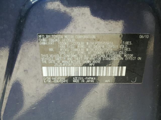 JTLZE4FE0B1127237 - 2011 TOYOTA SCION XB Qara foto 10