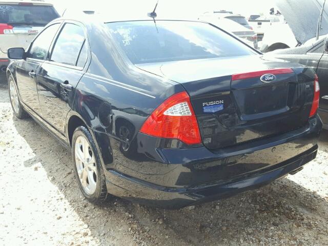 3FAHP0HAXCR306239 - 2012 FORD FUSION SE BLACK photo 3