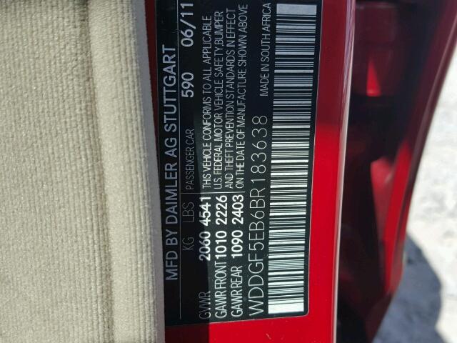 WDDGF5EB6BR183638 - 2011 MERCEDES-BENZ C 300 红色 照片 10