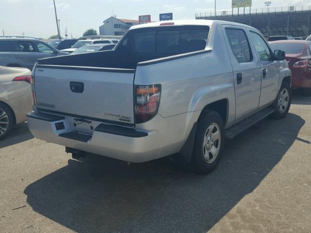 2HJYK16267H517641 - 2007 HONDA RIDGELINE SILVER photo 4