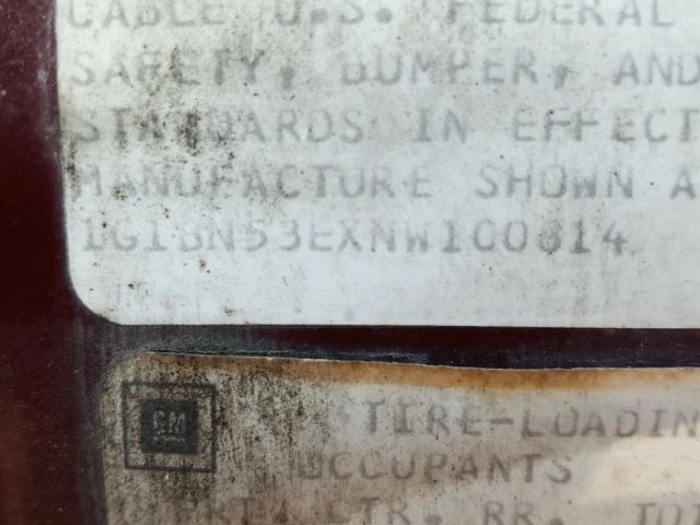 1G1BN53EXNW100814 - 1992 CHEVROLET CAPRICE CL 勃艮第红 照片 10