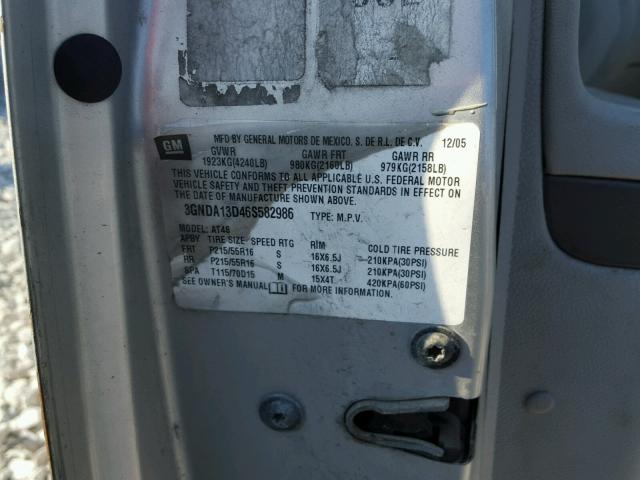 3GNDA13D46S582986 - 2006 CHEVROLET HHR LS SILVER photo 10