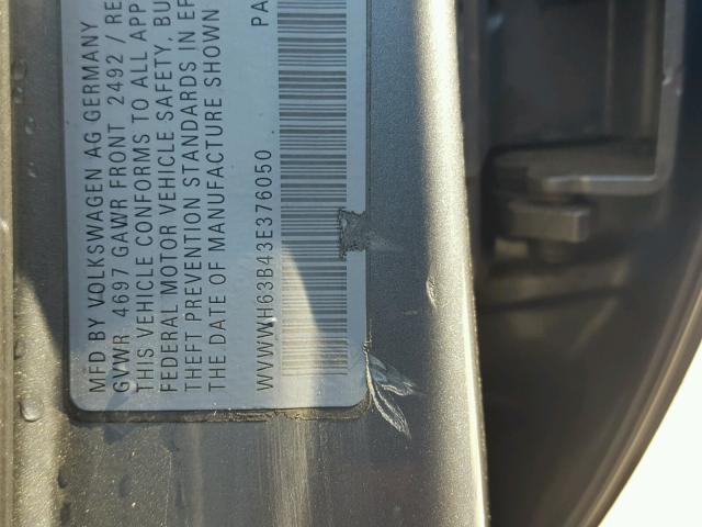 WVWWH63B43E376050 - 2003 VOLKSWAGEN PASSAT GLX 灰色 照片 10