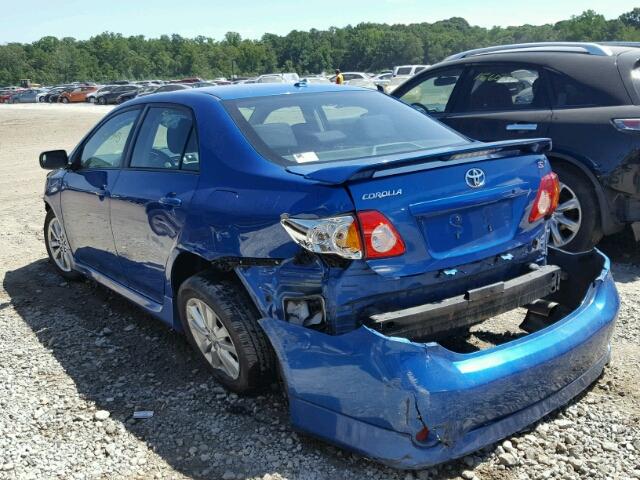 2T1BU40E19C172962 - 2009 TOYOTA COROLLA BLUE photo 3