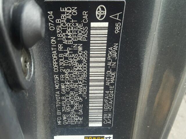 JTKDE177850009556 - 2005 TOYOTA SCION TC 灰色 照片 10