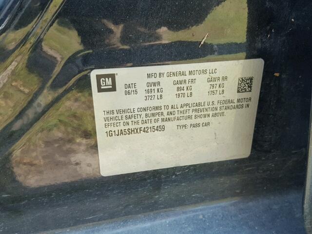 1G1JA5SHXF4215459 - 2015 CHEVROLET SONIC LS Սև լուսանկար 10