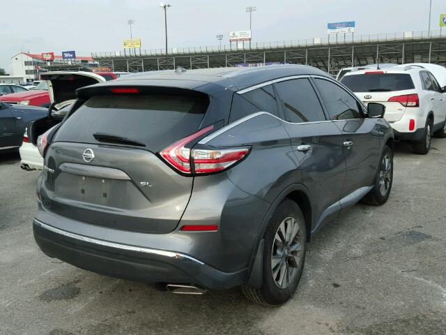 5N1AZ2MG5FN224126 - 2015 NISSAN MURANO S GRAY photo 4