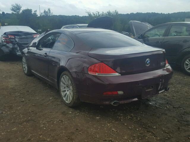 WBAEH13567CR53068 - 2007 BMW 650 I BURGUNDY photo 3