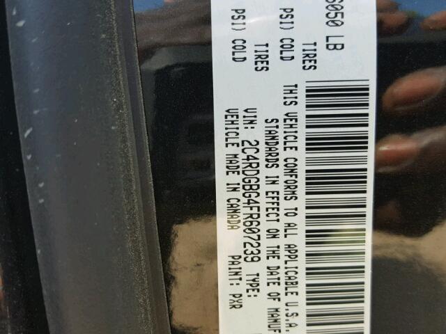 2C4RDGBG4FR607239 - 2015 DODGE GRAND CARA BLACK photo 10