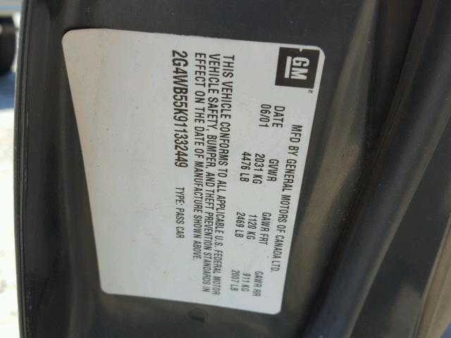 2G4WB55K911332449 - 2001 BUICK REGAL LS 黑色 照片 10