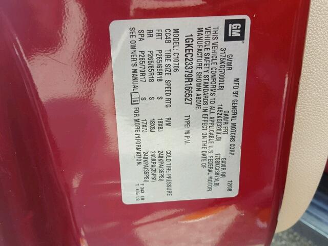 1GKEC23379R166527 - 2009 GMC YUKON Rot Foto 10