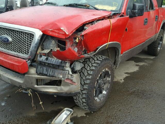 1FTPW14504KC05062 - 2004 FORD F150 RED photo 9