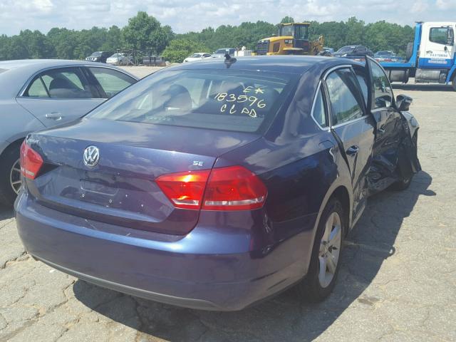 1VWBP7A30CC041220 - 2012 VOLKSWAGEN PASSAT SE BLUE photo 4