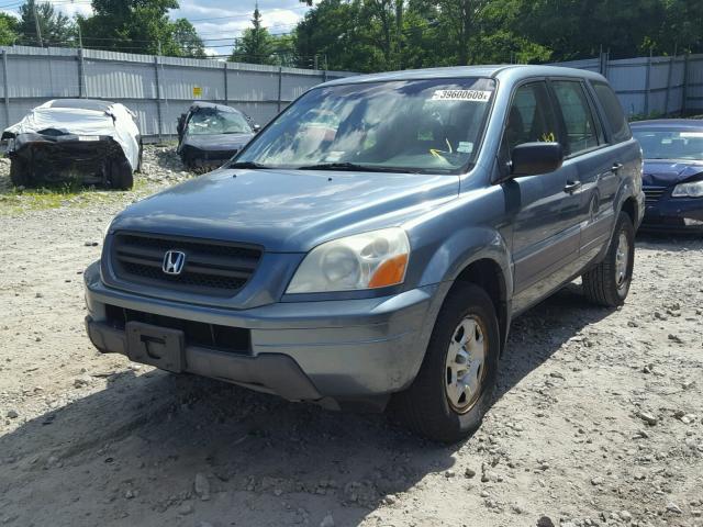 2HKYF18145H560523 - 2005 HONDA PILOT LX BLUE photo 2