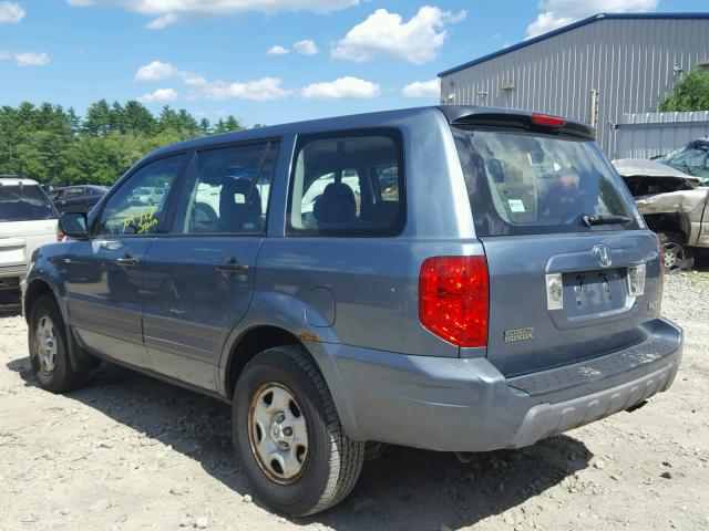 2HKYF18145H560523 - 2005 HONDA PILOT LX BLUE photo 3