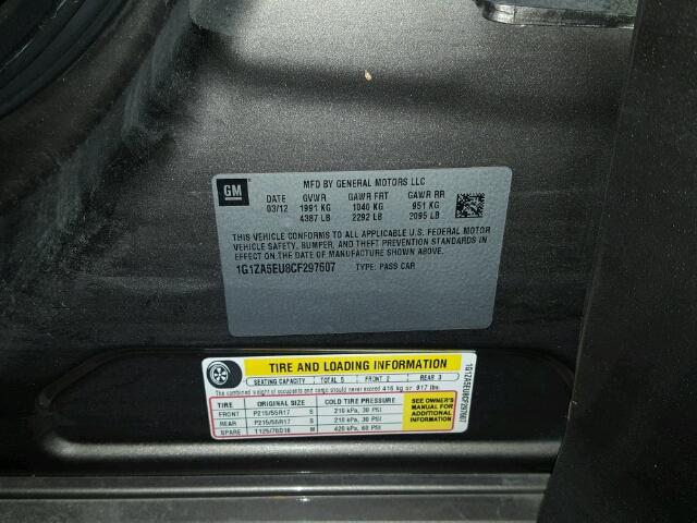 1G1ZA5EU8CF297607 - 2012 CHEVROLET MALIBU LS 灰色 照片 10