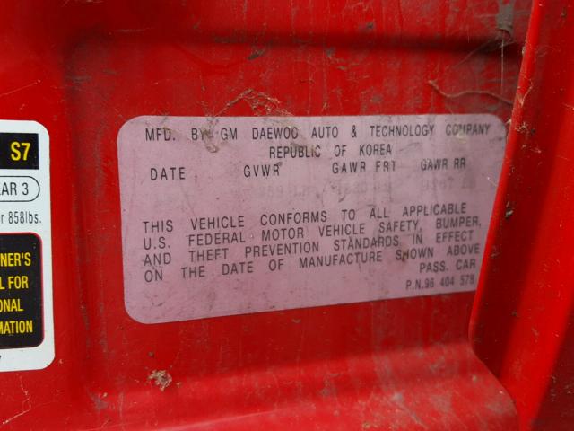 KL1TJ52664B272398 - 2004 CHEVROLET AVEO LS RED photo 10