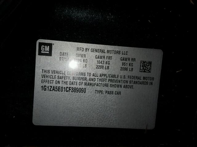 1G1ZA5E01CF389090 - 2012 CHEVROLET MALIBU შავი ფოტო 10