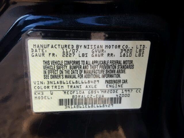 3N1AB61E68L668429 - 2008 NISSAN SENTRA BLACK photo 10