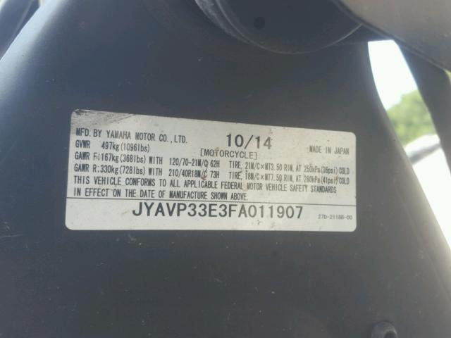 JYAVP33E3FA011907 - 2015 YAMAHA XVS1300 CU GREEN photo 10