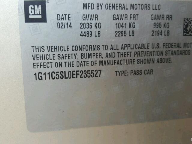 1G11C5SL0EF235527 - 2014 CHEVROLET MALIBU 1LT BEIGE photo 10