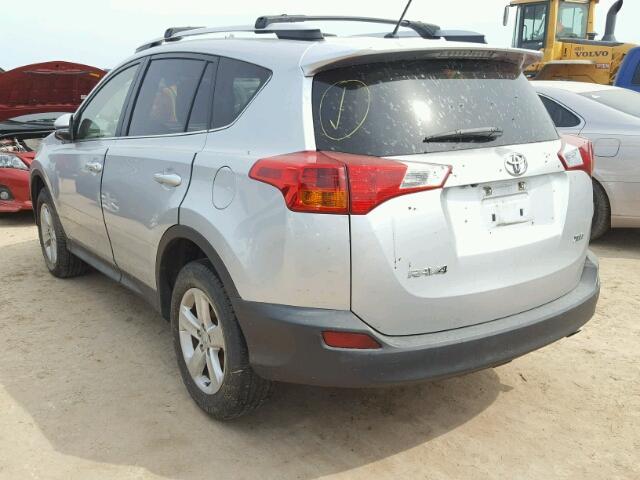 JTMWFREV7DD006104 - 2013 TOYOTA RAV4 XLE SILVER photo 3