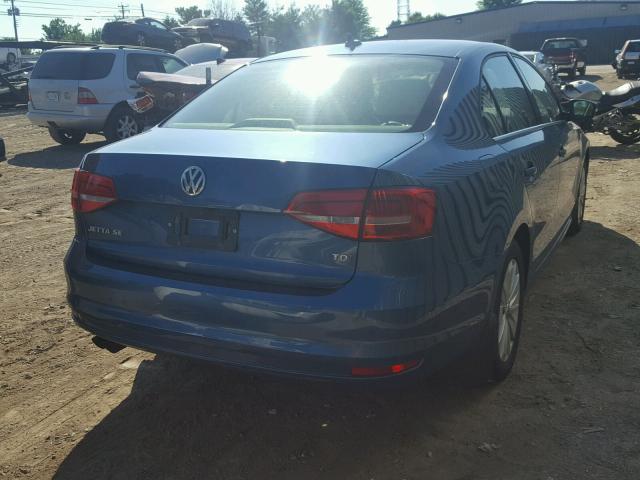 3VWLA7AJ0FM406129 - 2015 VOLKSWAGEN JETTA TDI BLUE photo 4