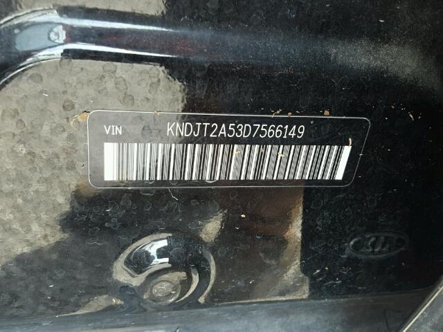 KNDJT2A53D7566149 - 2013 KIA SOUL BLACK photo 10