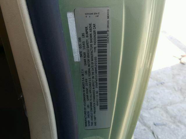 3VWPW31C48M520165 - 2008 VOLKSWAGEN NEW BEETLE 绿色 照片 10