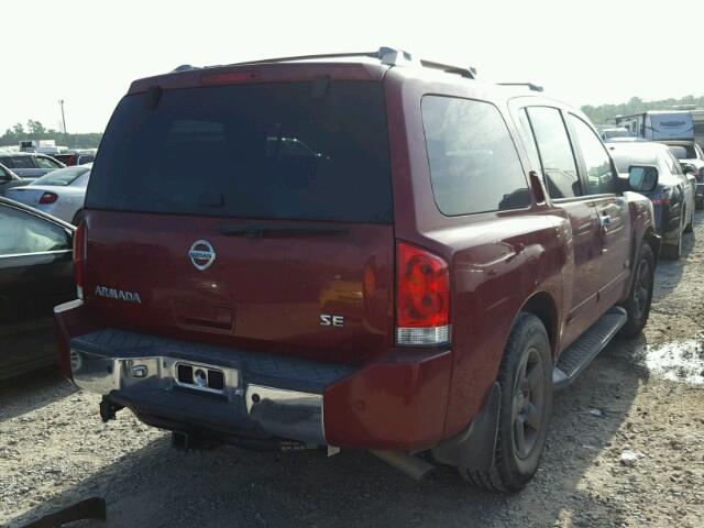 5N1AA08A55N703422 - 2005 NISSAN ARMADA SE MAROON photo 4