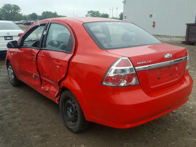 KL1TD56677B121589 - 2007 CHEVROLET AVEO BASE Կարմիր լուսանկար 3