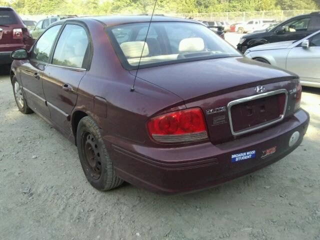 KMHWF25H43A857838 - 2003 HYUNDAI SONATA GL MAROON photo 3